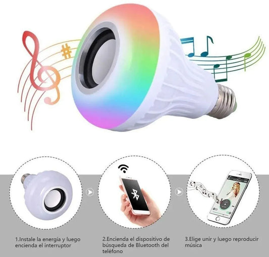 LAMPARA LED 12W RGB FOCO PARLANTE BLUETOOTH