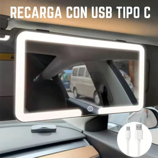 ESPEJO DE MAQUILLAJE PARA AUTO CON LUCES LED