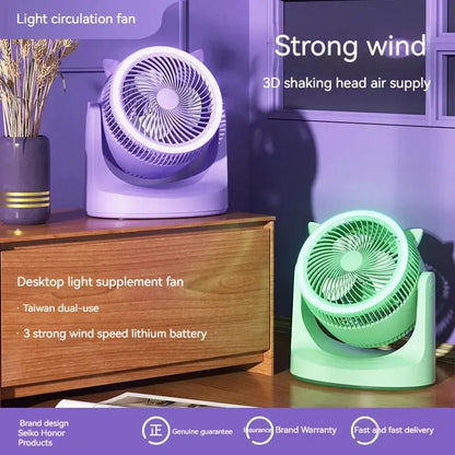 VENTILADOR DE MESA CON ARO RECARGABLE