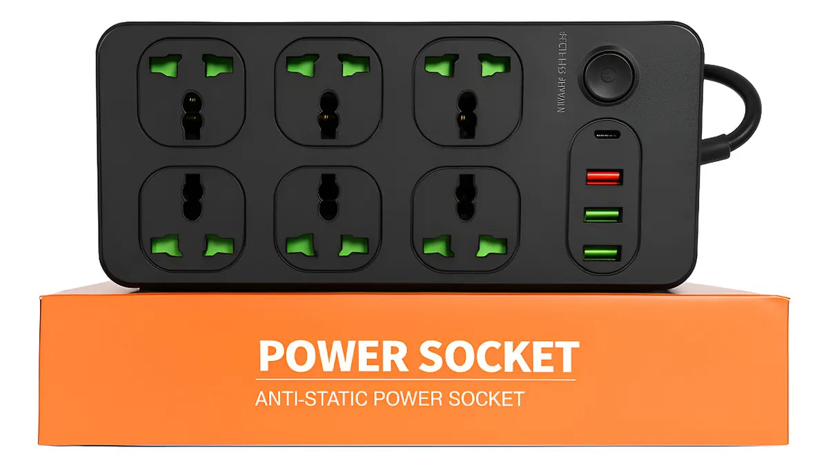 ZAPATILLA 3000W 6 TOMAS+3 USB+1 USB C